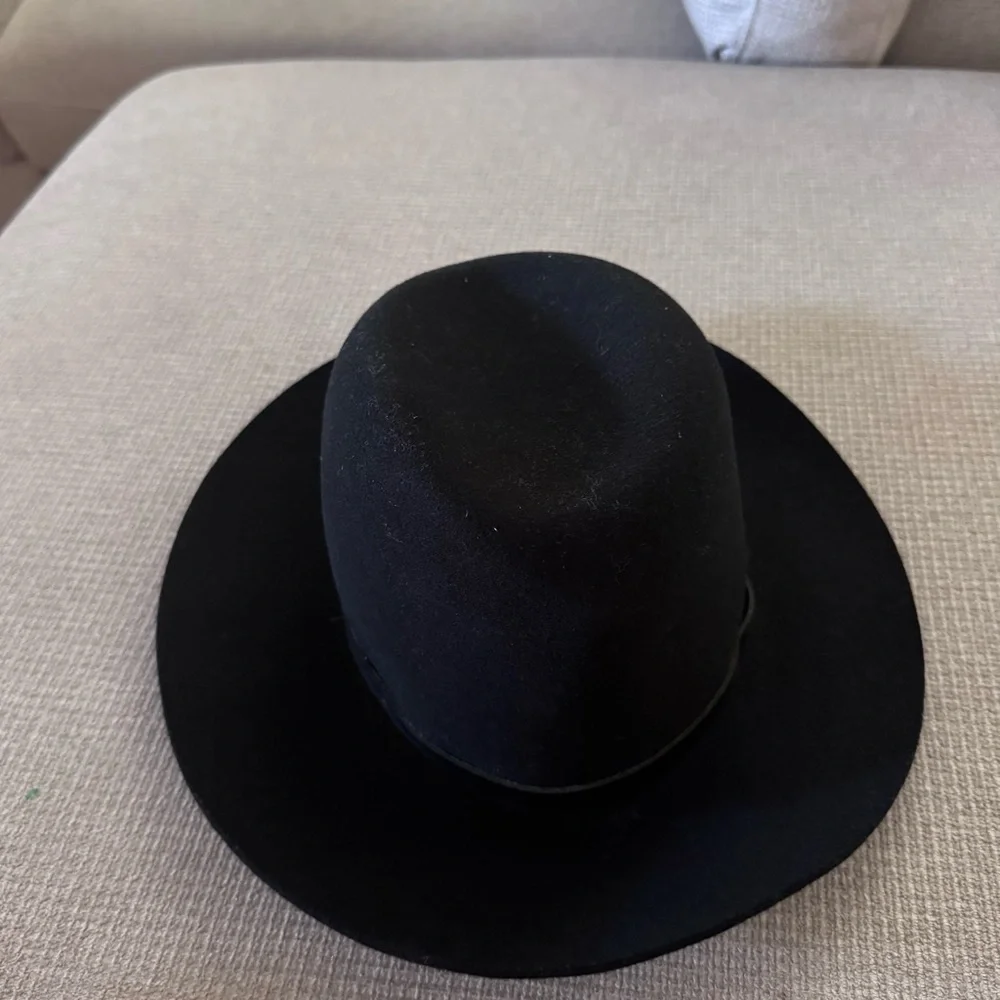 rag & bone Sleek Black Fedora wool hat size small